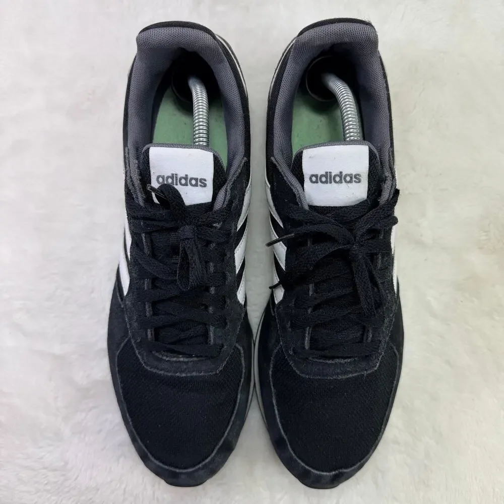 Adidas Retro Run Black/White Lifestyle Running Sneakers – Men’s US 11